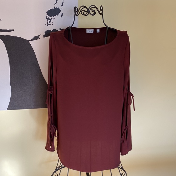 Wilfred Pozzi Maroon Coloured Open Tie Sleeve Blouse - Size S - Picture 6 of 12
